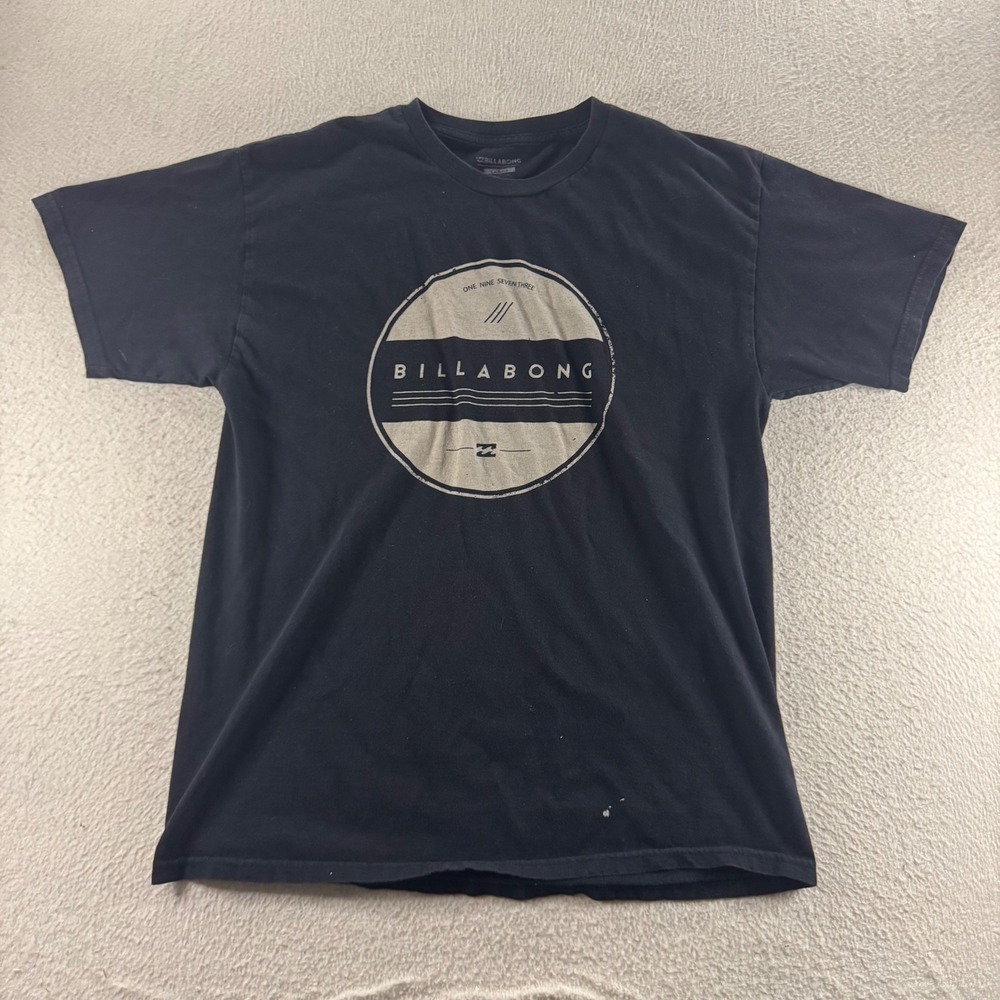 Billabong T Shirt Black Logo Graphic Print Crew Neck Short Sleeve Lg Streetwear